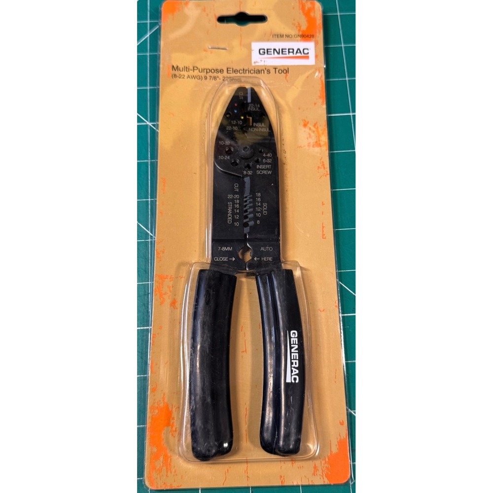 Generac Multi-Purpose Electrician Tool GN90428 Wire Stripper Crimper Cutter 9.8"